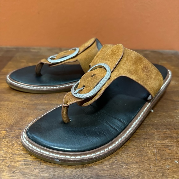 rag & bone Ansley Buckle Thong Suede Sandals women’s size 38 - Picture 1 of 14